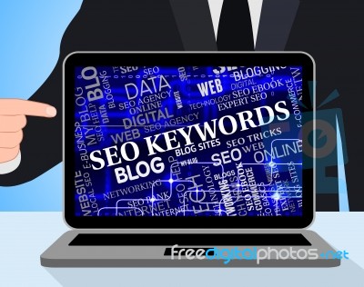 Seo Keywords Shows Search Engines And Computing Stock Image