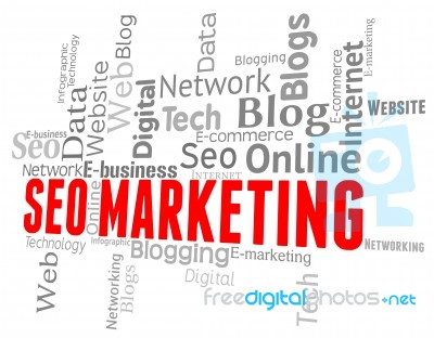 Seo Marketing Represents Search Engines And Advertising Stock Image