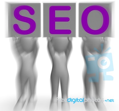 Seo Placards Mean Optimized Web Search And Development Stock Image