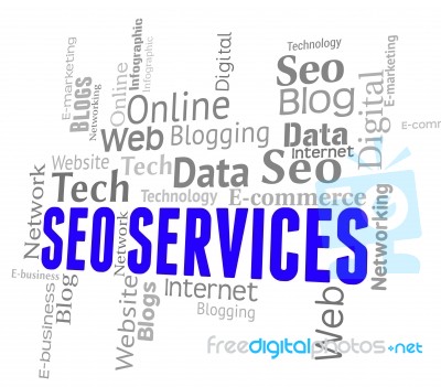 Seo Services Means Search Engines And Assistance Stock Image