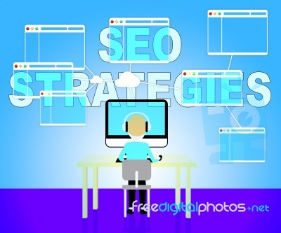 Seo Strategies Represents Search Engine Optimization And Develop… Stock Image