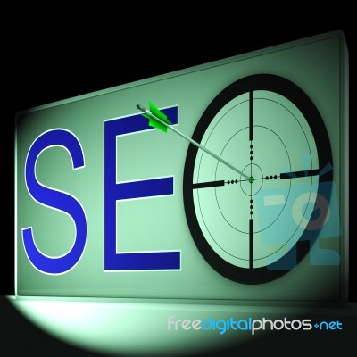 Seo Target Shows Search Engine Optimization And Promotion Stock Image