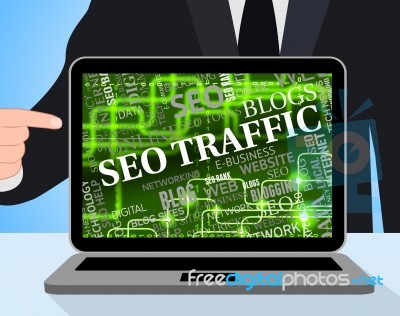 Seo Traffic Represents Internet Pc And Visitors Stock Image