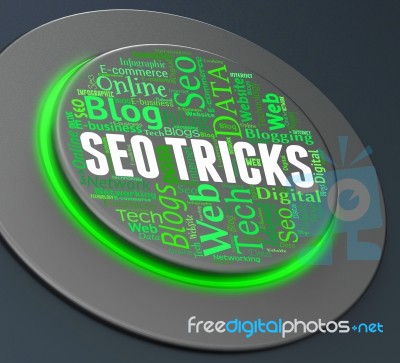 Seo Tricks Indicates Push Button And Control 3d Rendering Stock Image