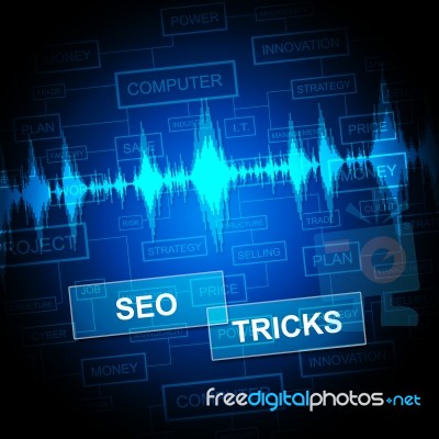 Seo Tricks Shows Search Engine And Seo Stock Image