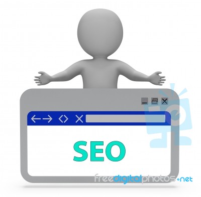 Seo Webpage Means Search Engine 3d Rendering Stock Image