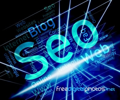 Seo Word Means Website Words And Engine Stock Image