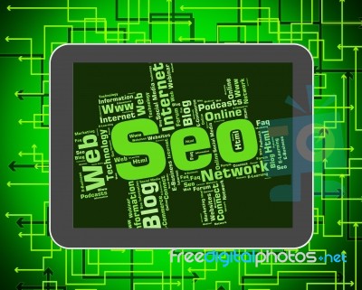 Seo Word Means Wordcloud Website And Optimization Stock Image