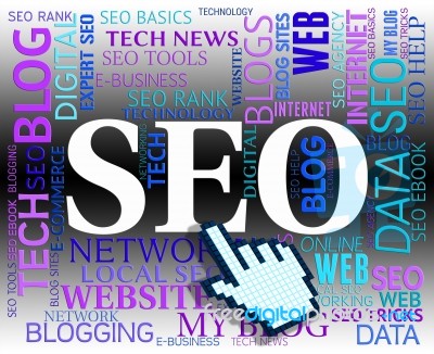 Seo Word Shows Search Engines And Net Stock Image