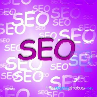 Seo Words Indicates Search Engines And Development Stock Image