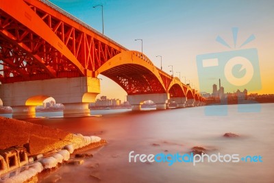 Seongsan Bridge In Korea Stock Photo