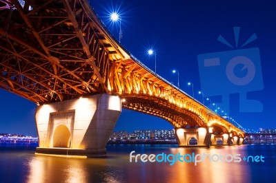 Seongsu Bridge At Night In Seoul,korea Stock Photo