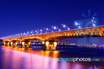 Seongsu Bridge At Night In Seoul,korea Stock Photo