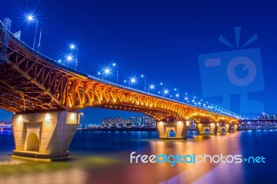 Seongsu Bridge At Night In Seoul,korea Stock Photo