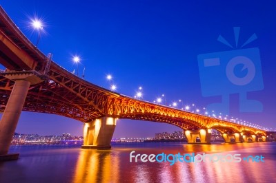 Seongsu Bridge At Night In Seoul,korea Stock Photo