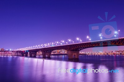 Seongsu Bridge At Night In Seoul,korea Stock Photo