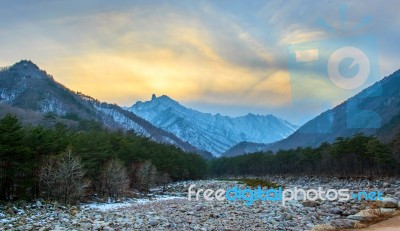 Seoraksan In Winter,famous Mountain In Korea Stock Photo