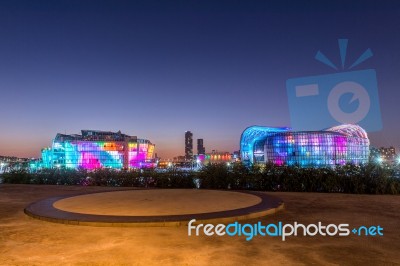 Seoul - August 3: Colorful Of Seoul Floating Island. It Is An Artificial Island Located In Han River. Photo Taken On August 3,2015 In Seoul, South Korea Stock Photo