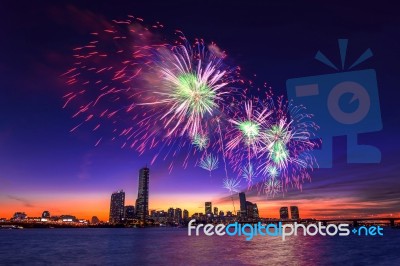 Seoul International Fireworks Festival In Korea Stock Photo