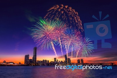 Seoul International Fireworks Festival In Korea Stock Photo