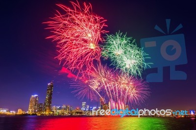 Seoul International Fireworks Festival In Korea Stock Photo