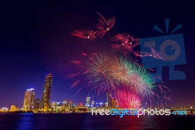 Seoul International Fireworks Festival In Korea Stock Photo