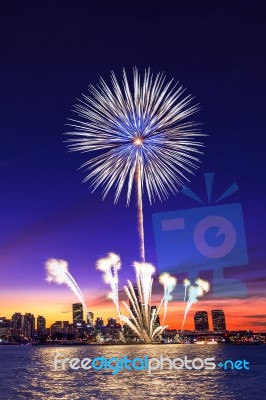 Seoul International Fireworks Festival In Korea Stock Photo