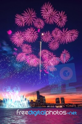 Seoul International Fireworks Festival In Korea Stock Photo