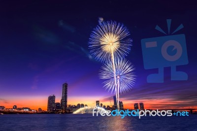 Seoul International Fireworks Festival In Korea Stock Photo