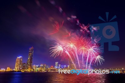 Seoul International Fireworks Festival In Korea Stock Photo