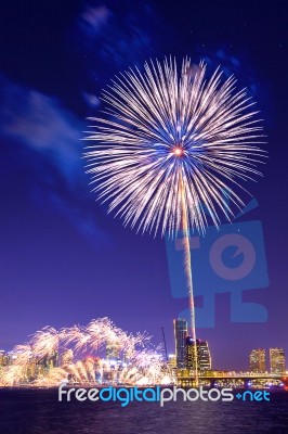 Seoul International Fireworks Festival In Korea Stock Photo