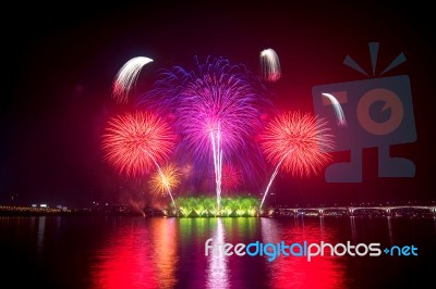 Seoul International Fireworks Festival In Korea Stock Photo