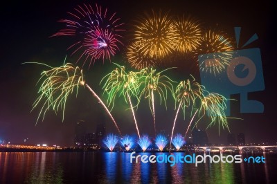 Seoul International Fireworks Festival In Korea Stock Photo