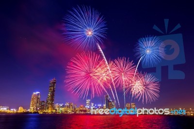 Seoul International Fireworks Festival In Korea Stock Photo