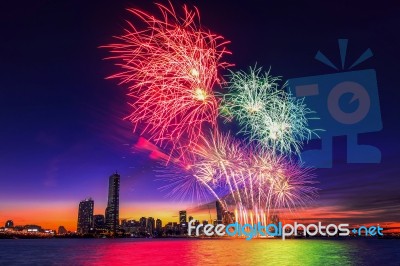 Seoul International Fireworks Festival In Korea Stock Photo