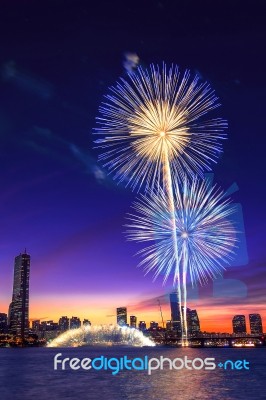 Seoul International Fireworks Festival In Korea Stock Photo