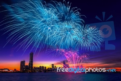 Seoul International Fireworks Festival In Korea Stock Photo