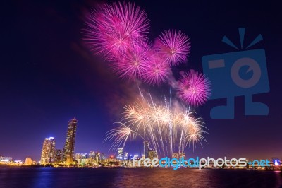 Seoul International Fireworks Festival In Korea Stock Photo