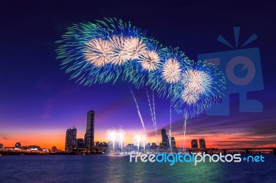 Seoul International Fireworks Festival In Korea Stock Photo