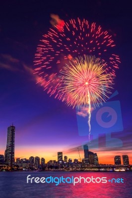 Seoul International Fireworks Festival In Korea Stock Photo