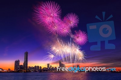 Seoul International Fireworks Festival In Korea Stock Photo