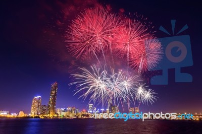 Seoul International Fireworks Festival In Korea Stock Photo