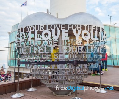 Seoul - March 28 : Love Padlocks At N Seoul Tower Or Locks Of Love Is A Custom In Some Cultures Which Symbolize Their Love Will Be Locked Forever At Seoul Tower On March 28,2015 In Seoul,korea Stock Photo