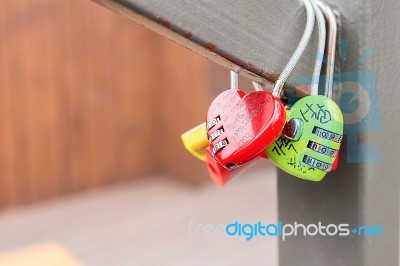 Seoul - March 28 : Love Padlocks At N Seoul Tower Or Locks Of Love Is A Custom In Some Cultures Which Symbolize Their Love Will Be Locked Forever At Seoul Tower On March 28,2015 In Seoul,korea Stock Photo