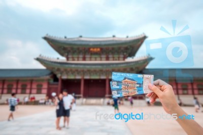 Seoul, South Korea - August 17: Admission Ticket For Visit Gyeongbokgung Palace On August 17, 2015 In Seoul, South Korea Stock Photo