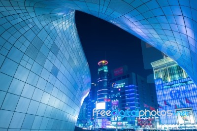 Seoul, South Korea - February 3: Dongdaemun Design Plaza Is A Modern Architecture In Seoul Designed By Zaha Hadid.photo Taken February 3,2015 In Seoul, South Korea Stock Photo