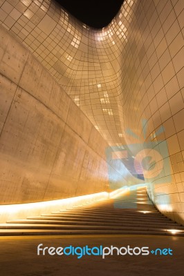 Seoul, South Korea - February 3: Dongdaemun Design Plaza Is A Modern Architecture In Seoul Designed By Zaha Hadid.photo Taken February 3,2015 In Seoul, South Korea Stock Photo