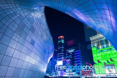 Seoul, South Korea - February 3: Dongdaemun Design Plaza Is A Modern Architecture In Seoul Designed By Zaha Hadid.photo Taken February 3,2015 In Seoul, South Korea Stock Photo