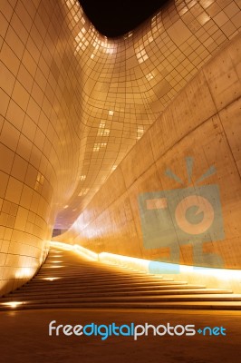 Seoul, South Korea - February 3: Dongdaemun Design Plaza Is A Modern Architecture In Seoul Designed By Zaha Hadid.photo Taken February 3,2015 In Seoul, South Korea Stock Photo