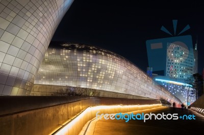 Seoul, South Korea - February 3: Dongdaemun Design Plaza Is A Modern Architecture In Seoul Designed By Zaha Hadid.photo Taken February 3,2015 In Seoul, South Korea Stock Photo